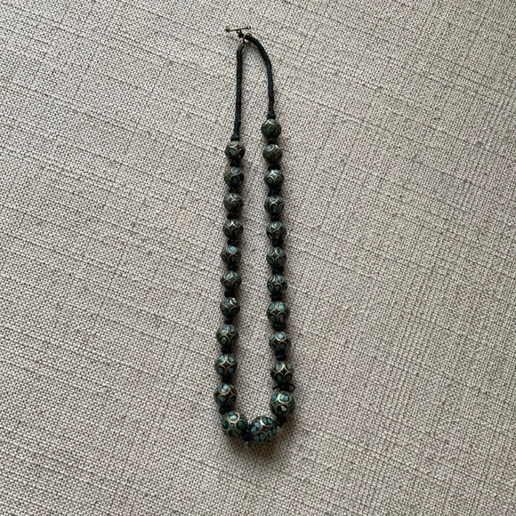 RARE Tibetan Ethnic Necklace, Turquoise Inlaid, Graduated Beads, Vintage - Picture 4 of 7
